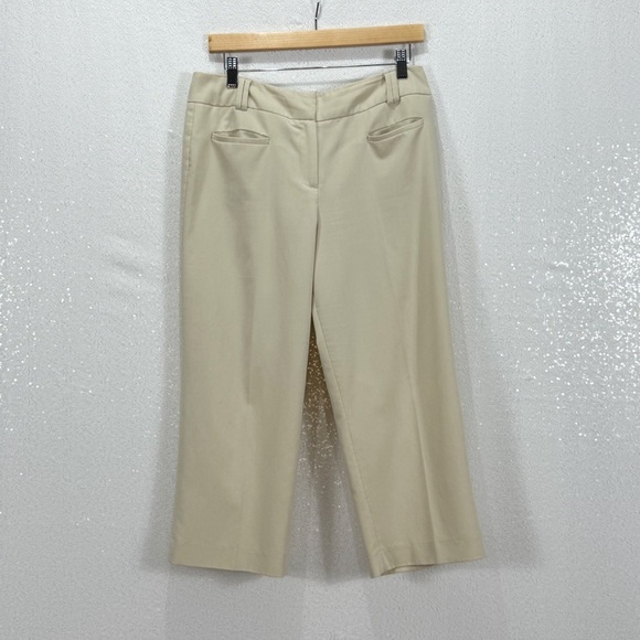 Larry Levine Beige Cropped Dress Pants Size 8 | Stretch Work Trousers - Picture 8 of 8